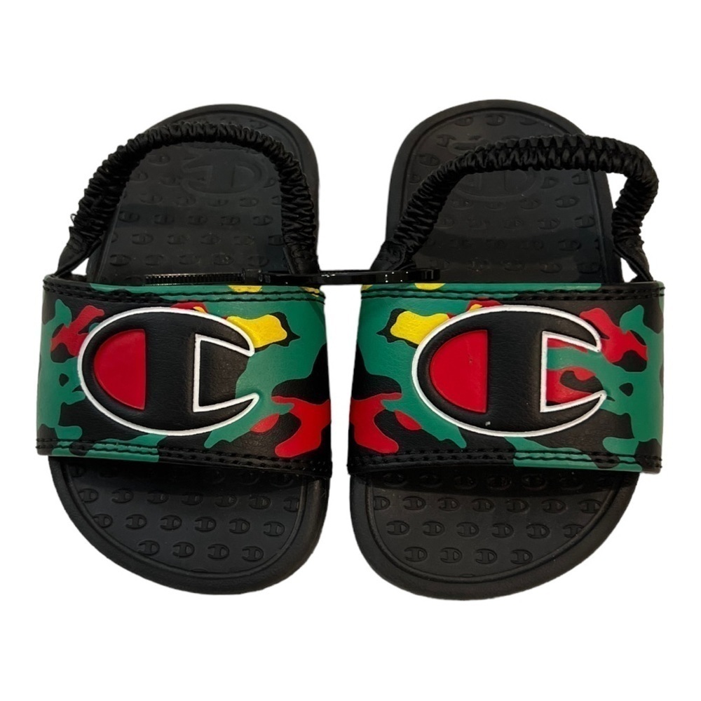 Champion Toddler Super Slide Sandals Black Red Green US 4